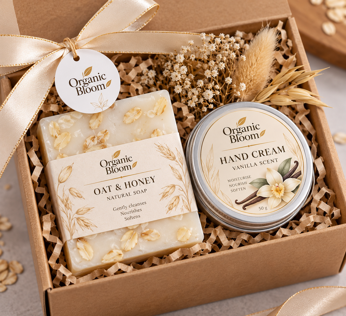 Organic Bloom Mini Wellness Gift Hamper – Oat & Honey Collection